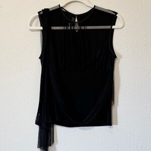 Cynthia Steffe Black Mesh Blouse with Long Ties - L